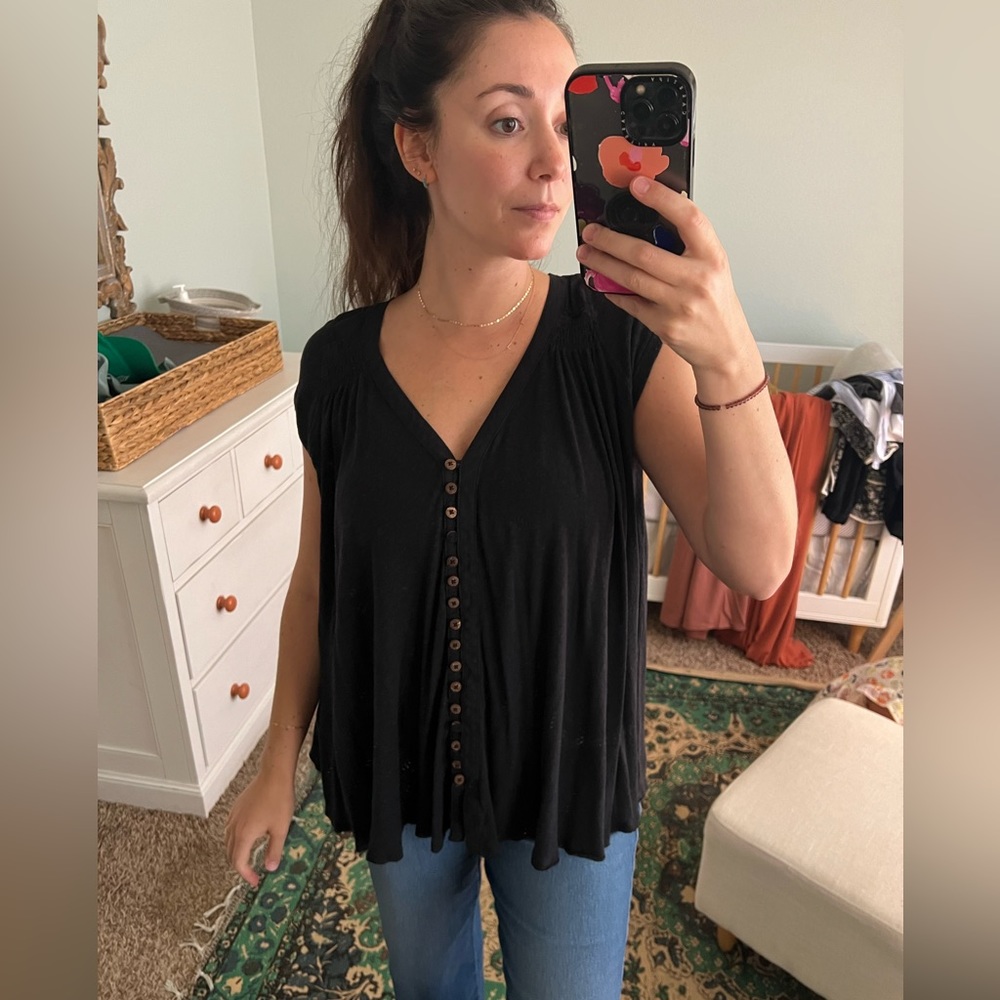 free people — black button down top